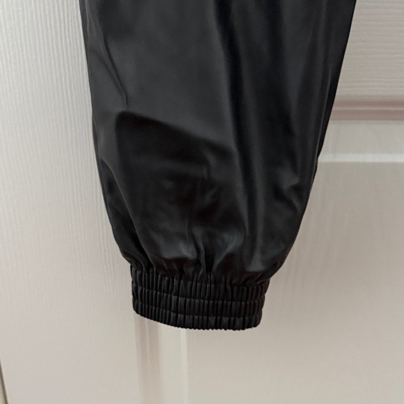 Black leather faux Jogger Pants - Picture 4 of 6